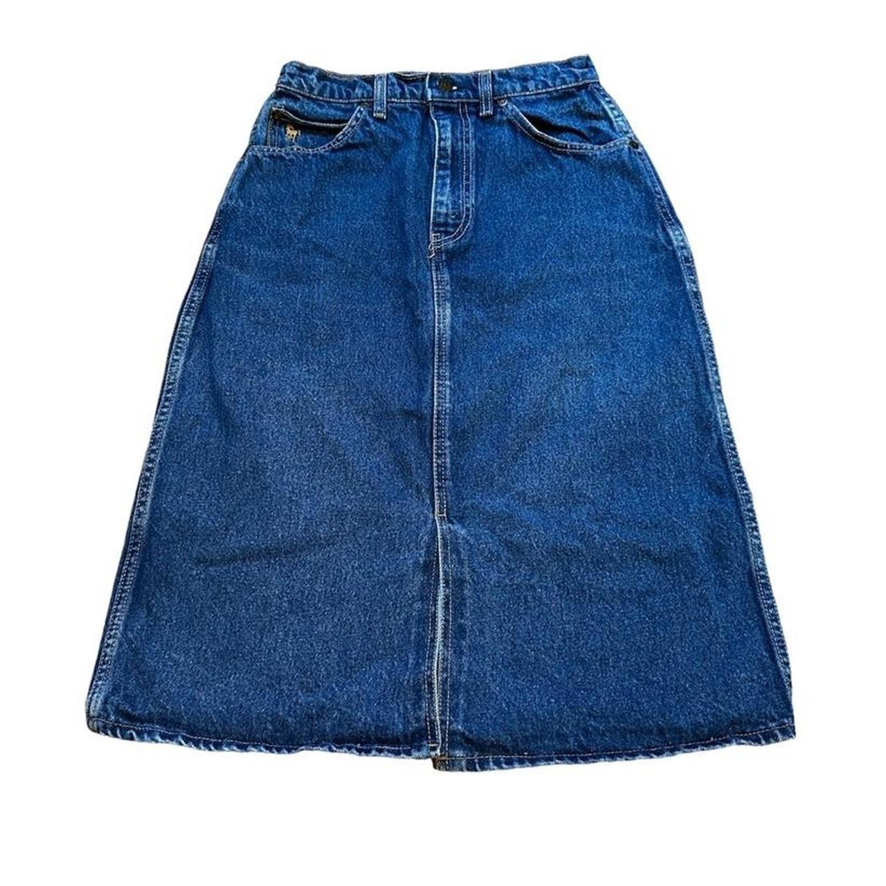 vintage 90’s denim jean mini skirt! classic medium... - Depop