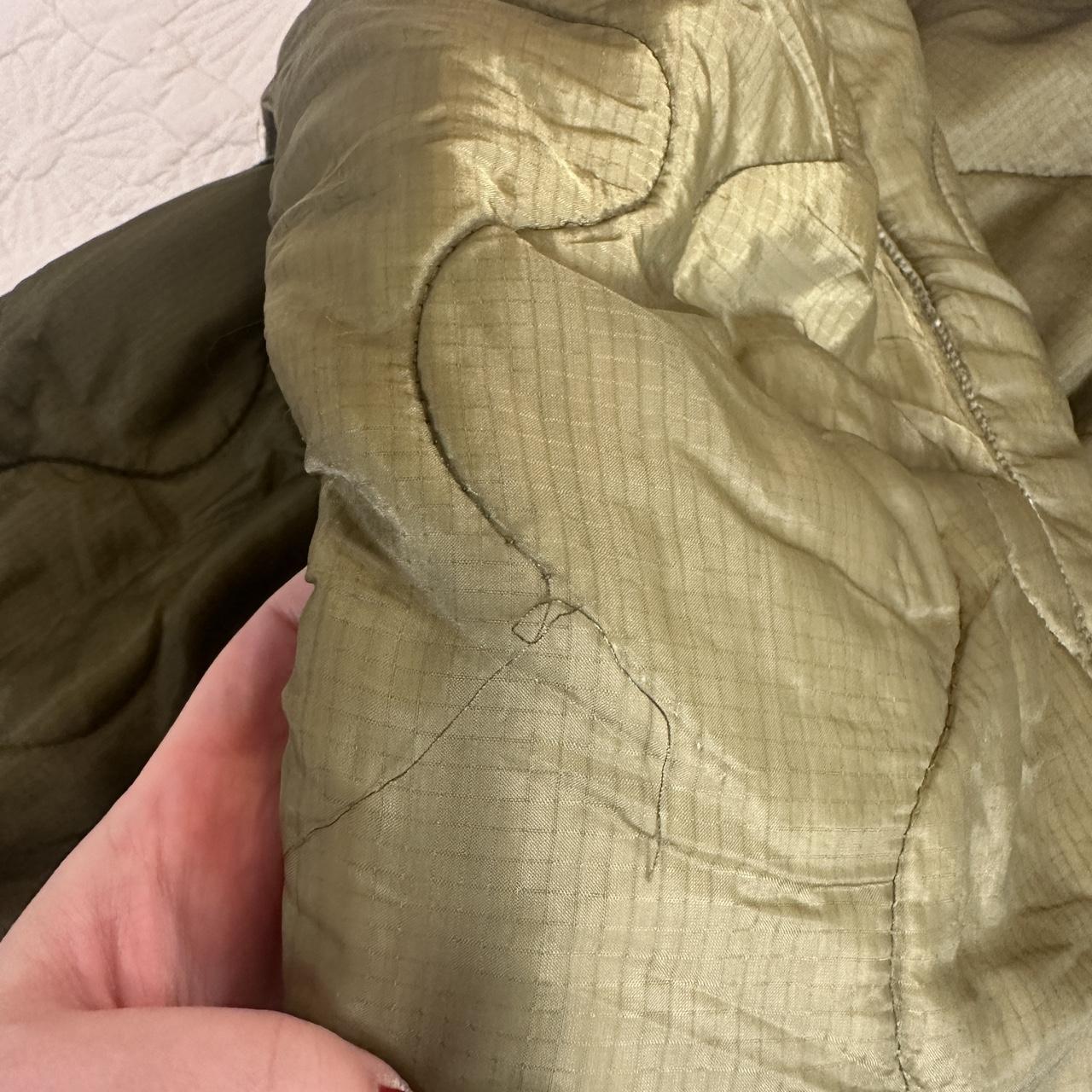 vintage military army green puffer liner jacket!... - Depop