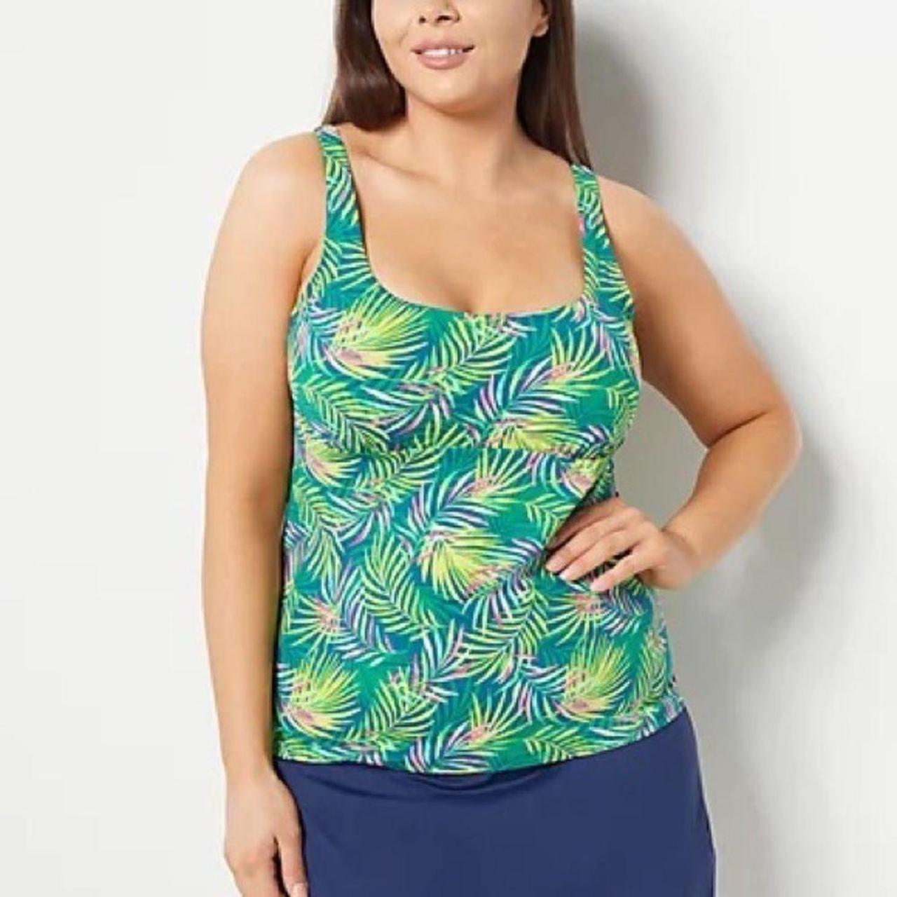 Lands' End Square-Neck Underwire Tankini Depop