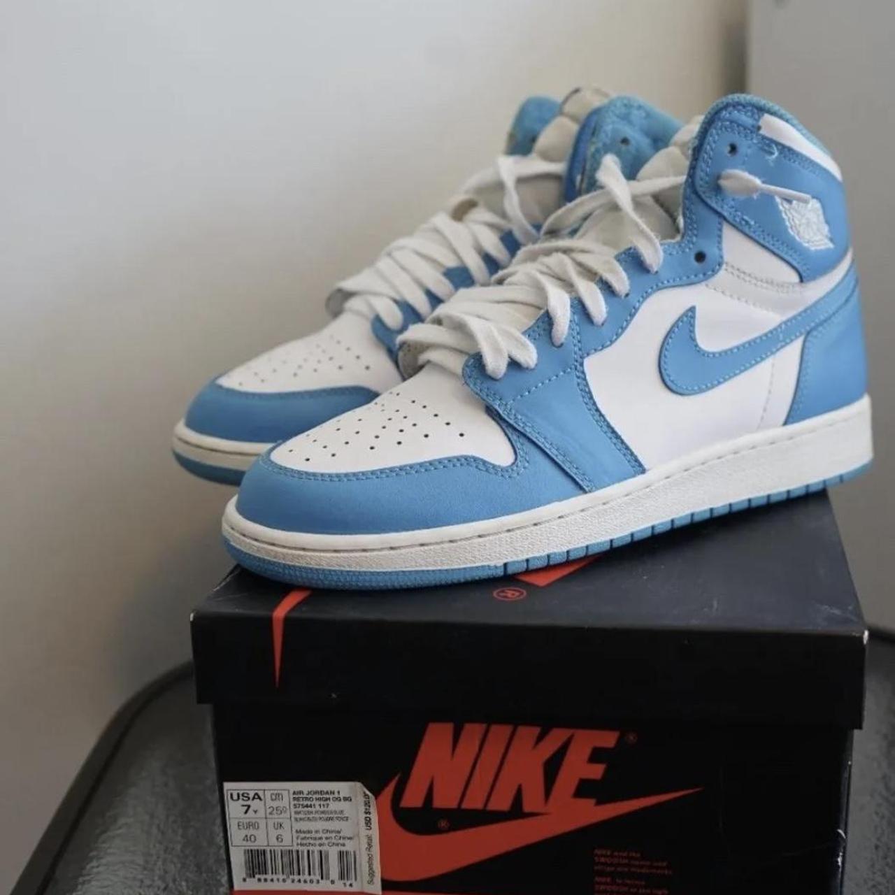 Like New Air Jordan 1 retro high OG UNC blue size... - Depop