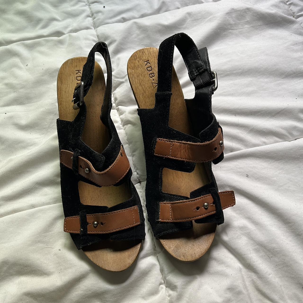 Y2K Wooden Heels cool wooden heels with studs on... - Depop