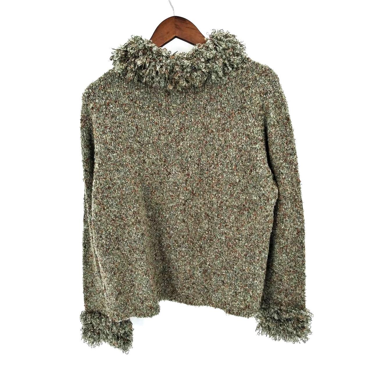 Cato Green Brown Marled Shaggy Turtleneck Sweater Depop