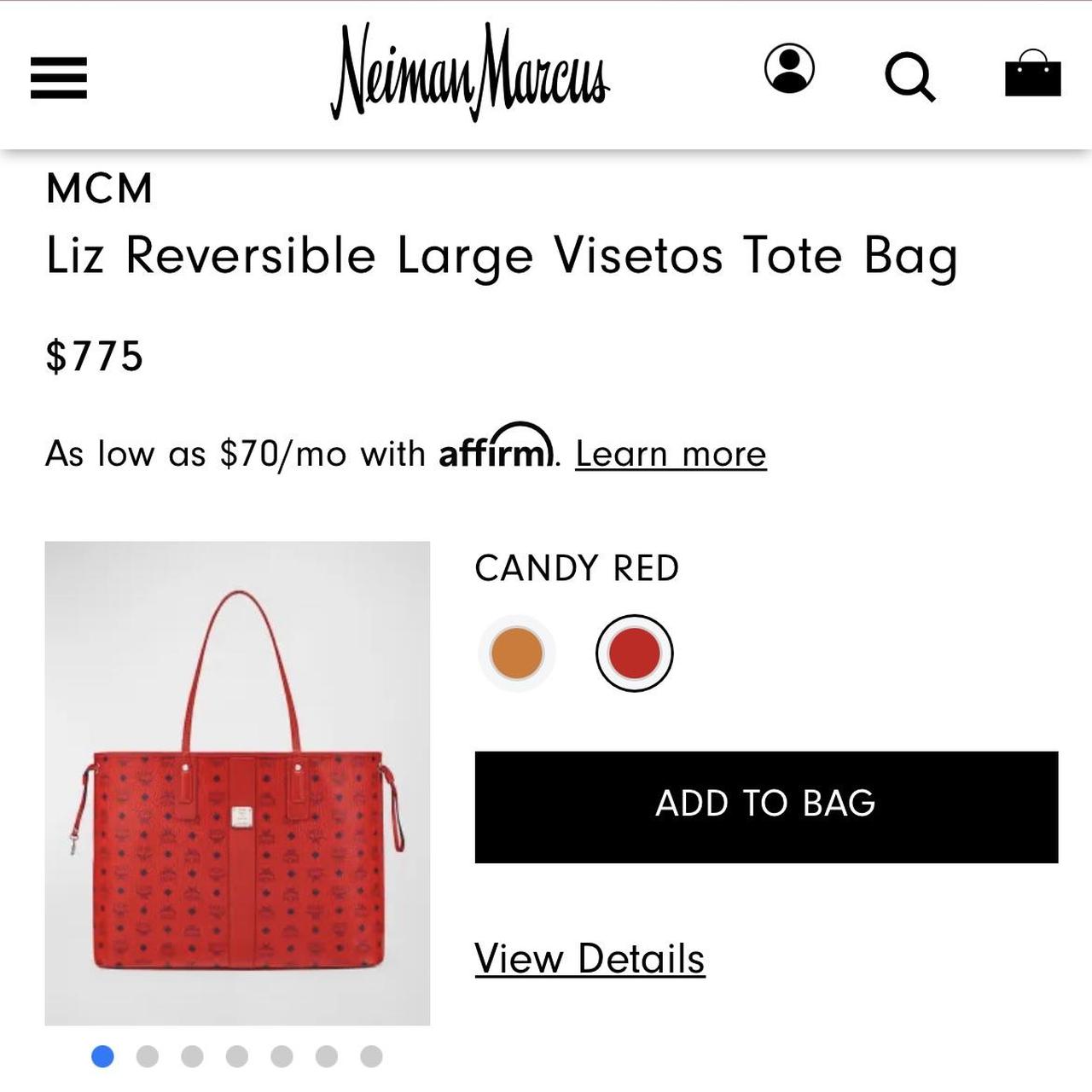 MCM Women Reversible Liz Shopper In Candy Red Visetos Tote for