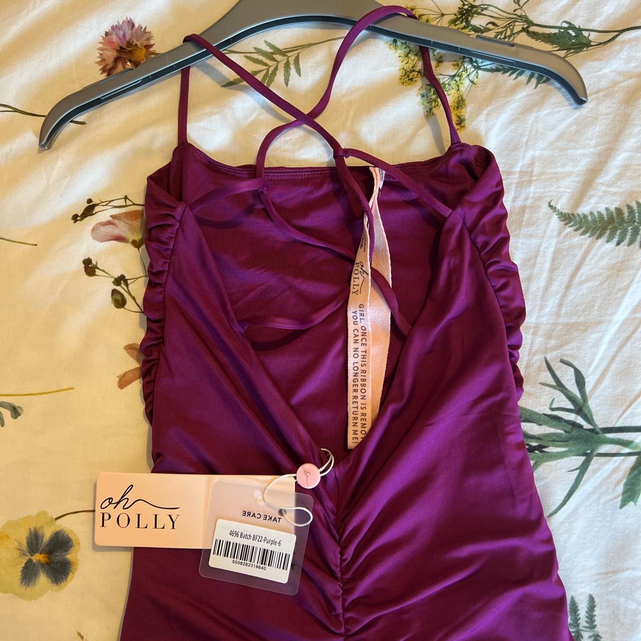 oh polly purple ruched dress💜 size 6, brand new... - Depop