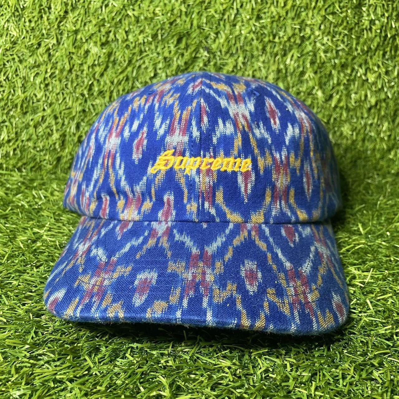 SUPREME IKAT 6-PANEL HAT BLUE OS SS21 AUTHENTIC NEW... - Depop