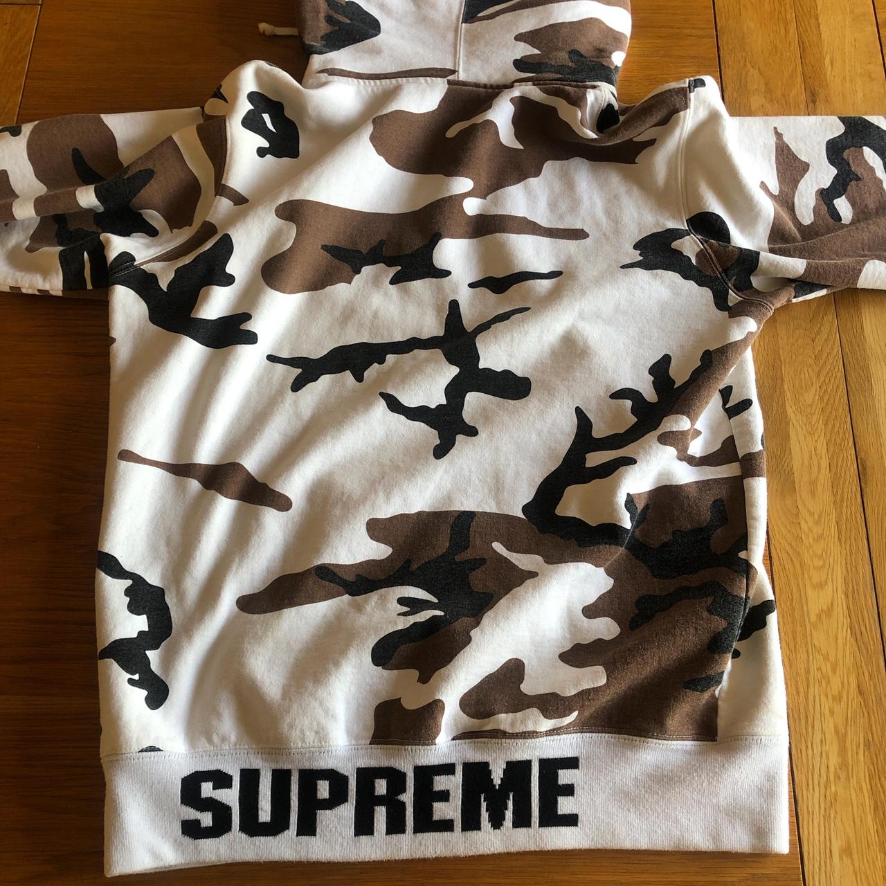 Supreme FW16 Rib Logo Zip Up Hoodie | Cow Camo | | Depop