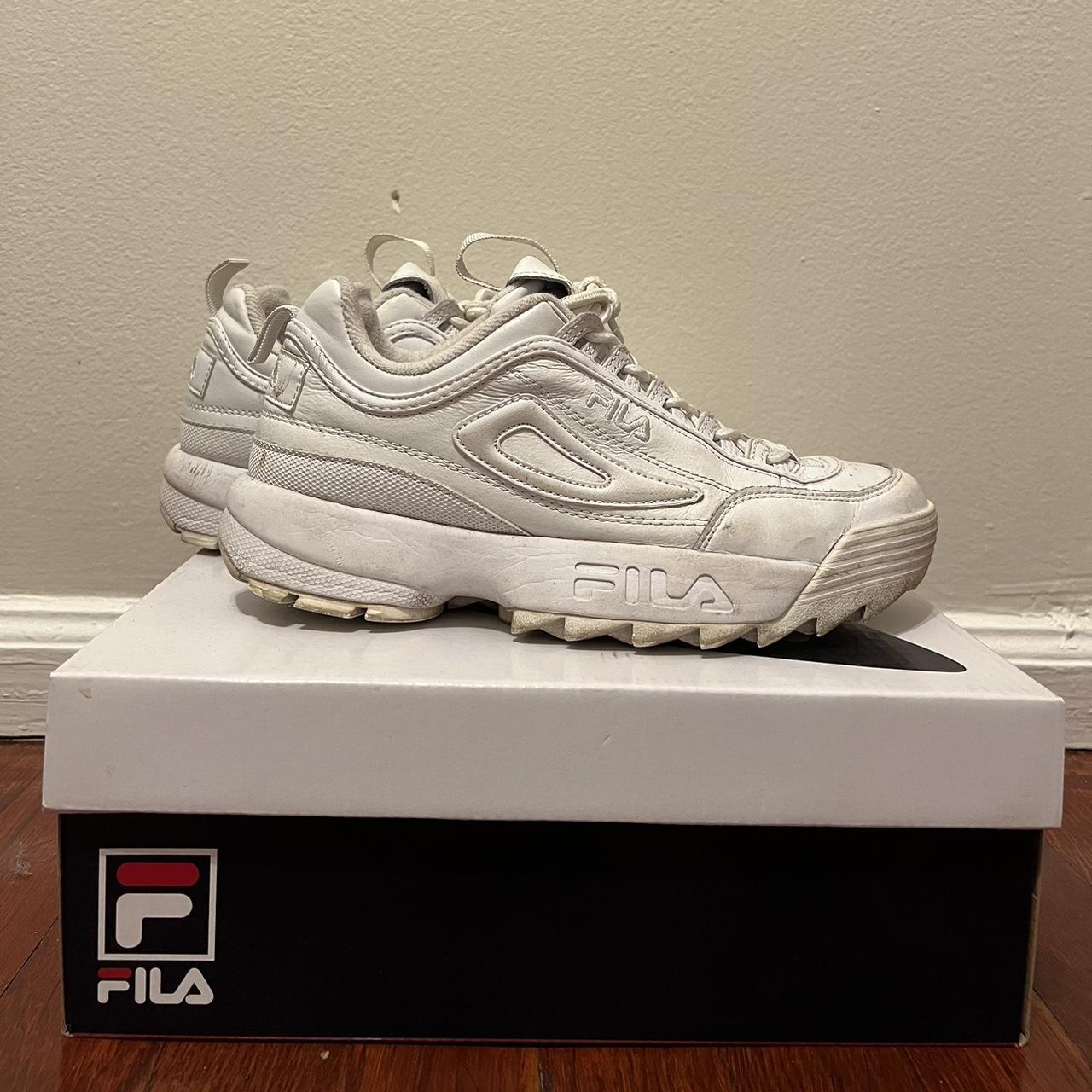 White Fila Disruptors women’s size US 8 good... Depop