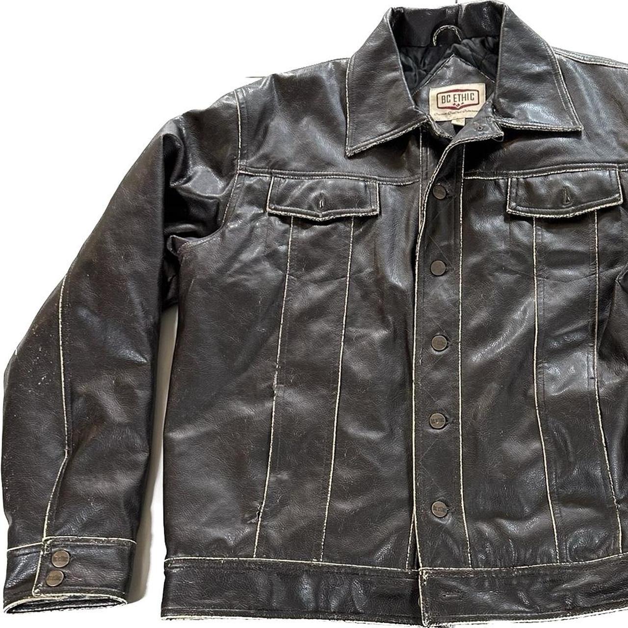 Vegan Leather Jacket XL Brown Polyvinyl 24x27 Depop