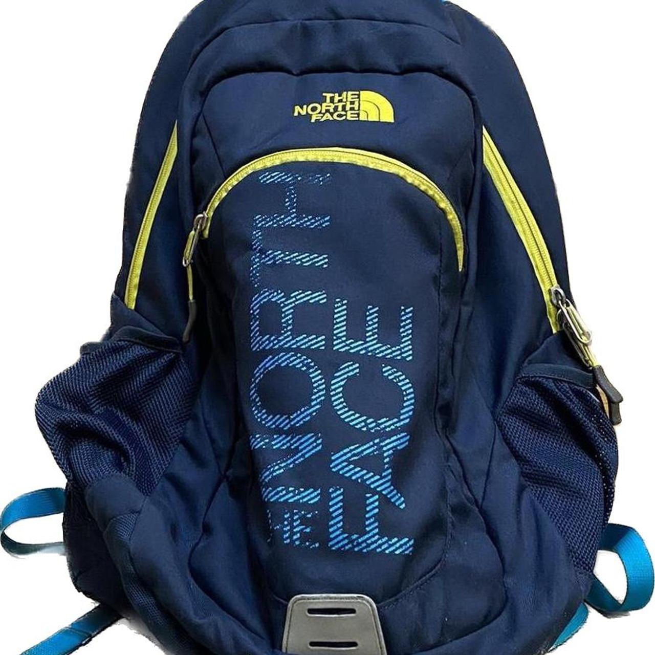 North face backpack on sale grey and blue