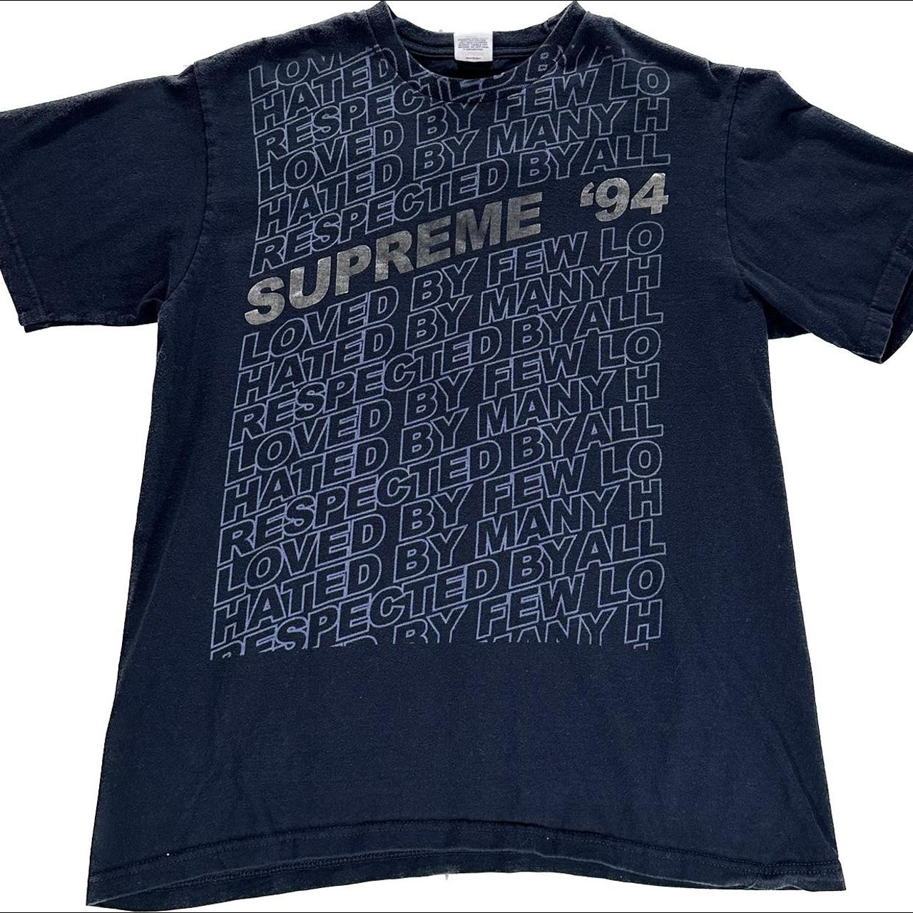 Supreme Shirt Medium Blue Logo Tee USA Elevate - Depop