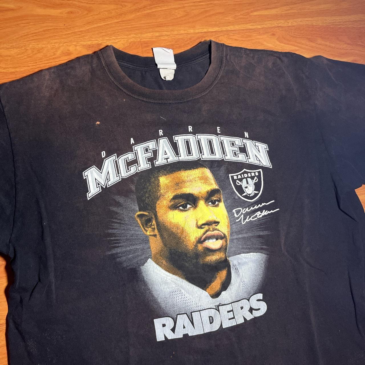 Vintage Oakland Raiders T Shirt Sliver & Black - Depop