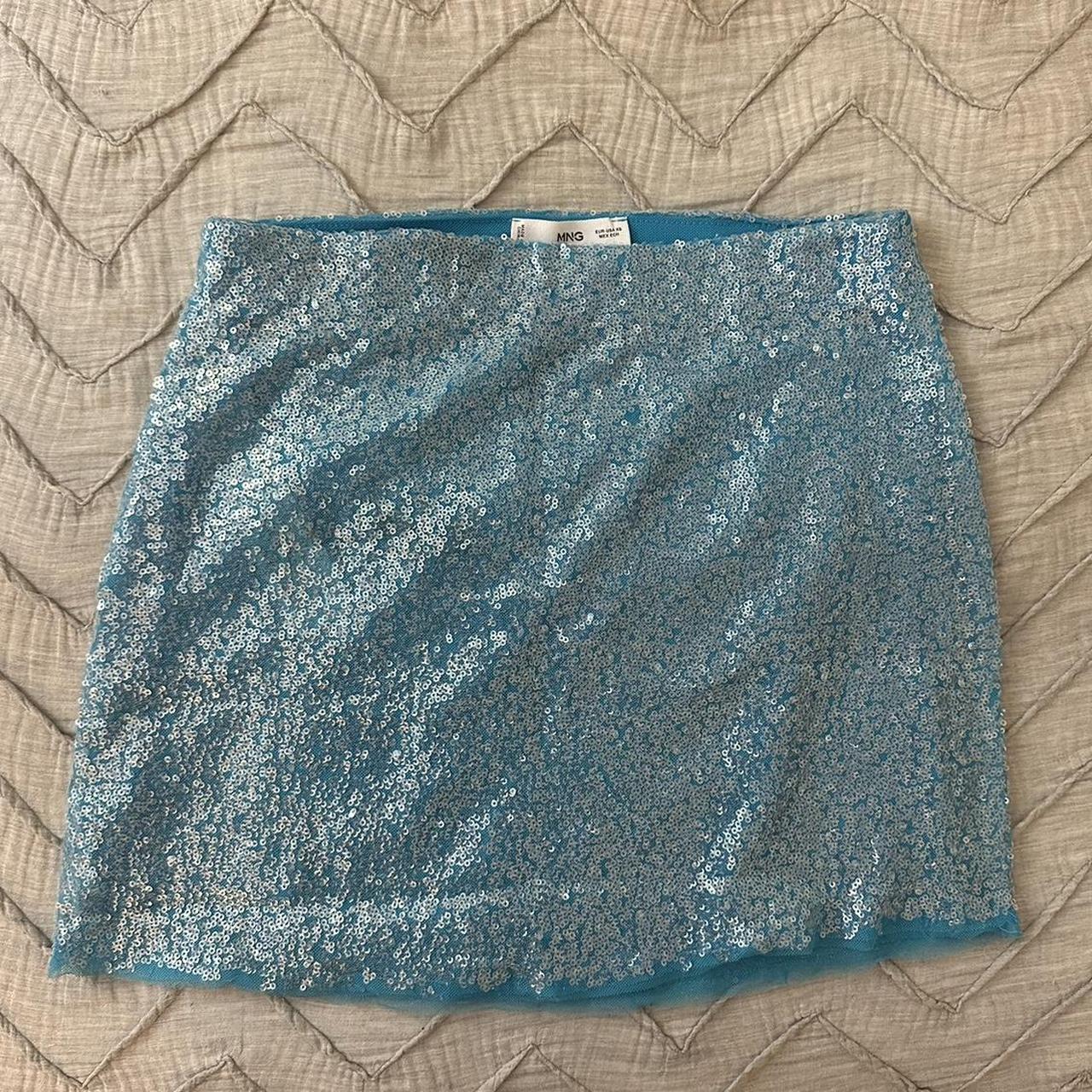 Mango Women's Blue Skirt | Depop