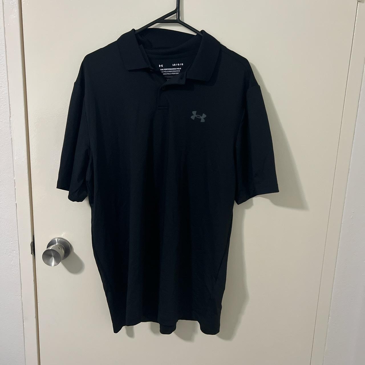 Mens under armour black golf shirt size large - Depop