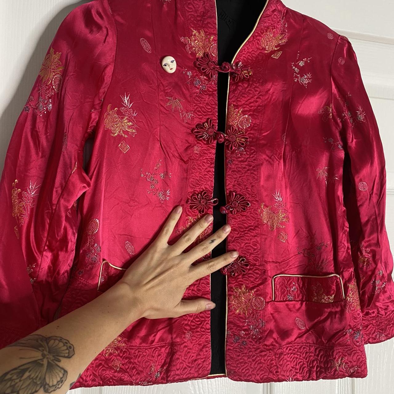 Reversible Oriental silk jacket (pink side is silk)... - Depop