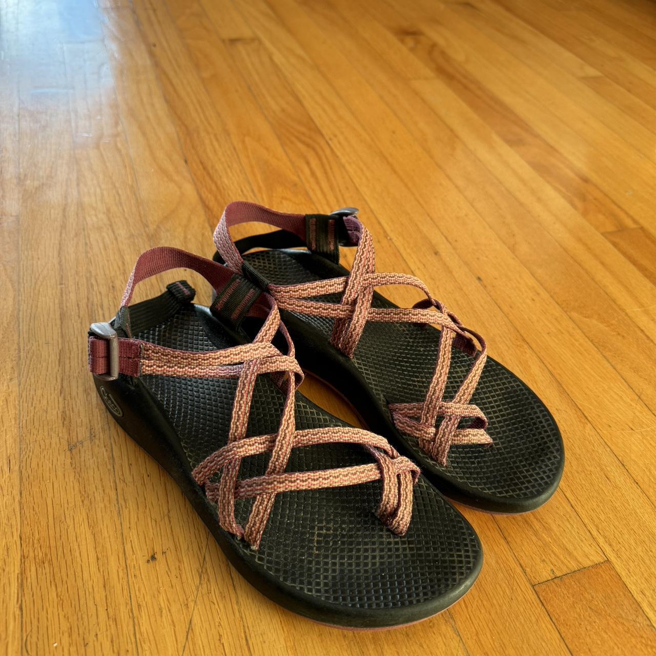 Used Chacos Purple and Pink stripes with pink