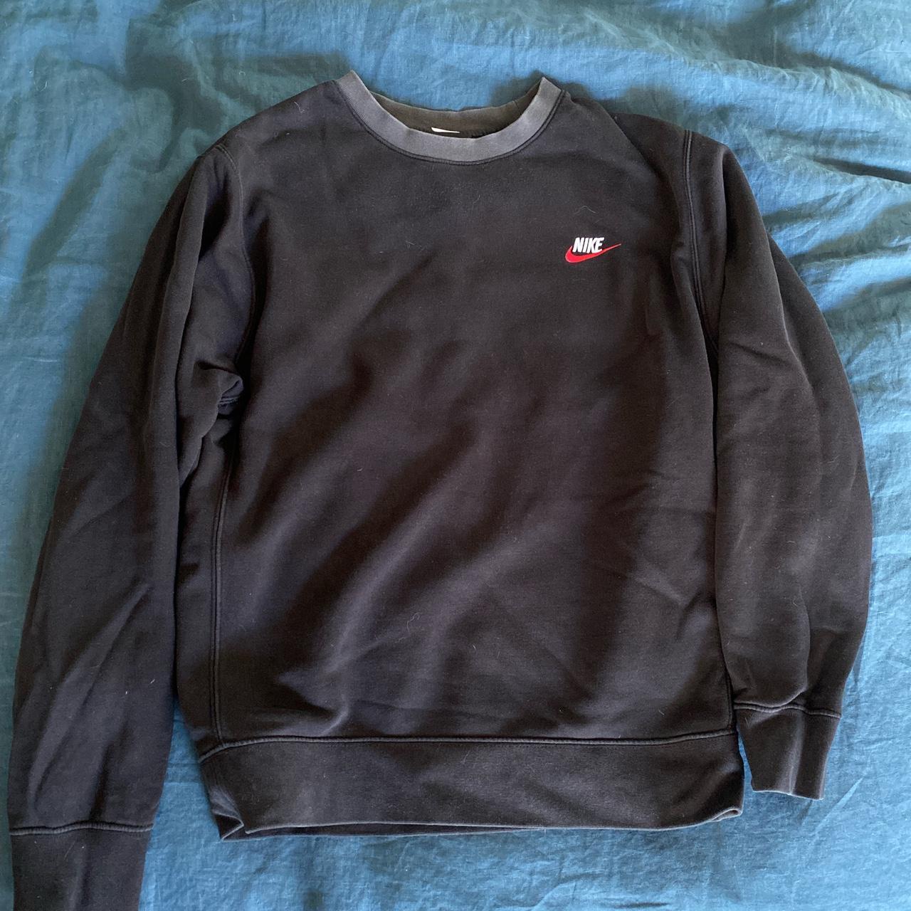 Nike black discount sweatshirt red tick