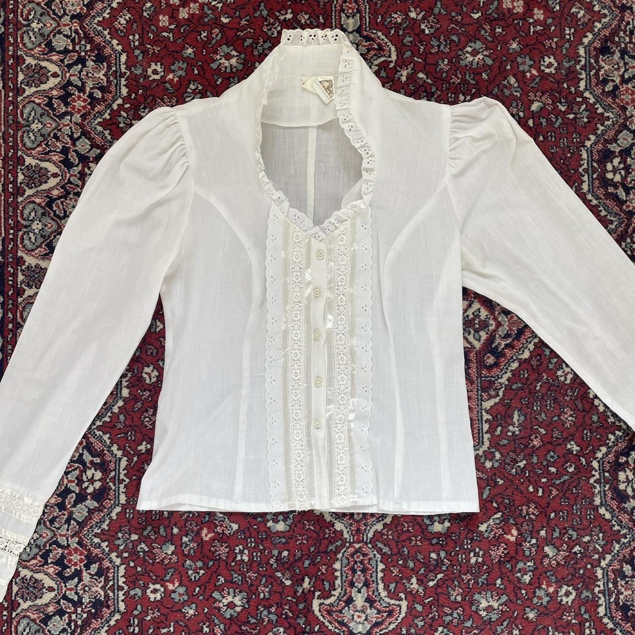 vintage 1970s gunne sax blouse top edwardian... - Depop