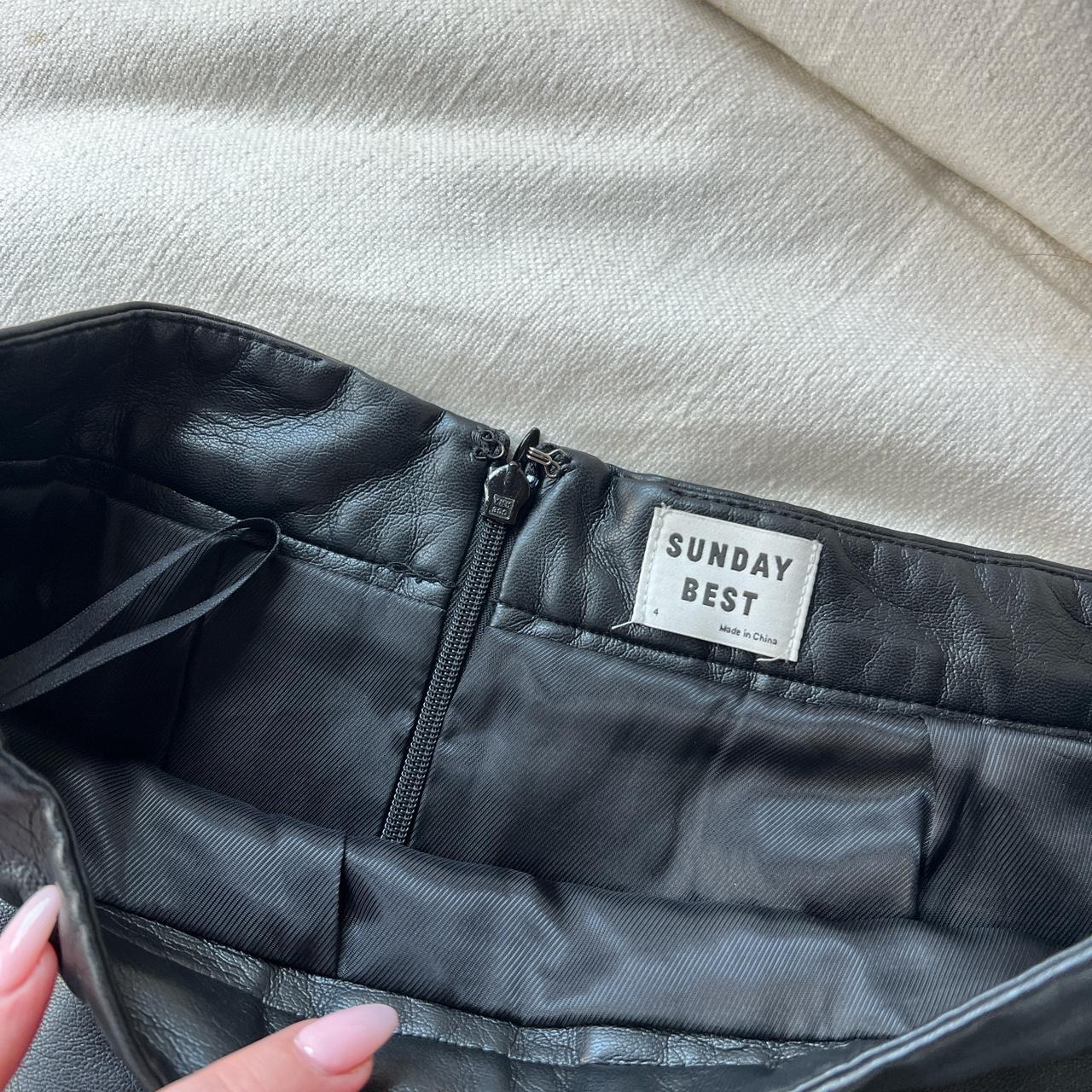 Aritzia black faux leather pleated skirt - Depop