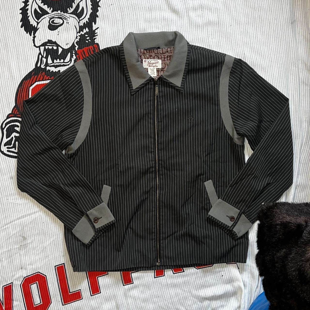Original Penguin Men's Jacket - Black/Grey - L – Penguin by munsingwear Black and grey pinstripe …