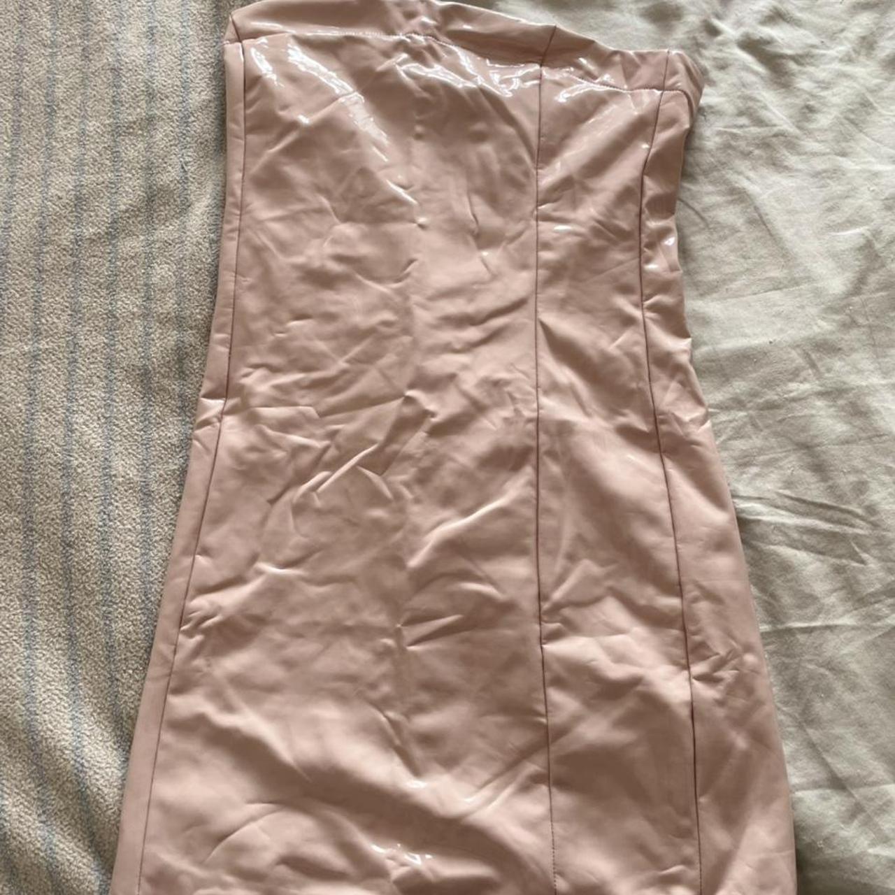 ‘In the style’ stretch pvc bodycon dress! Baby pink. Depop