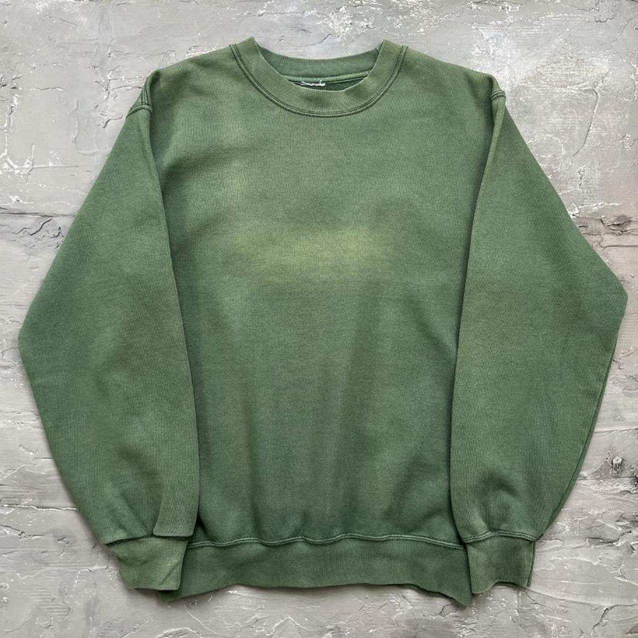 90’s Faded Green Blank Sweatshirt Size:... - Depop