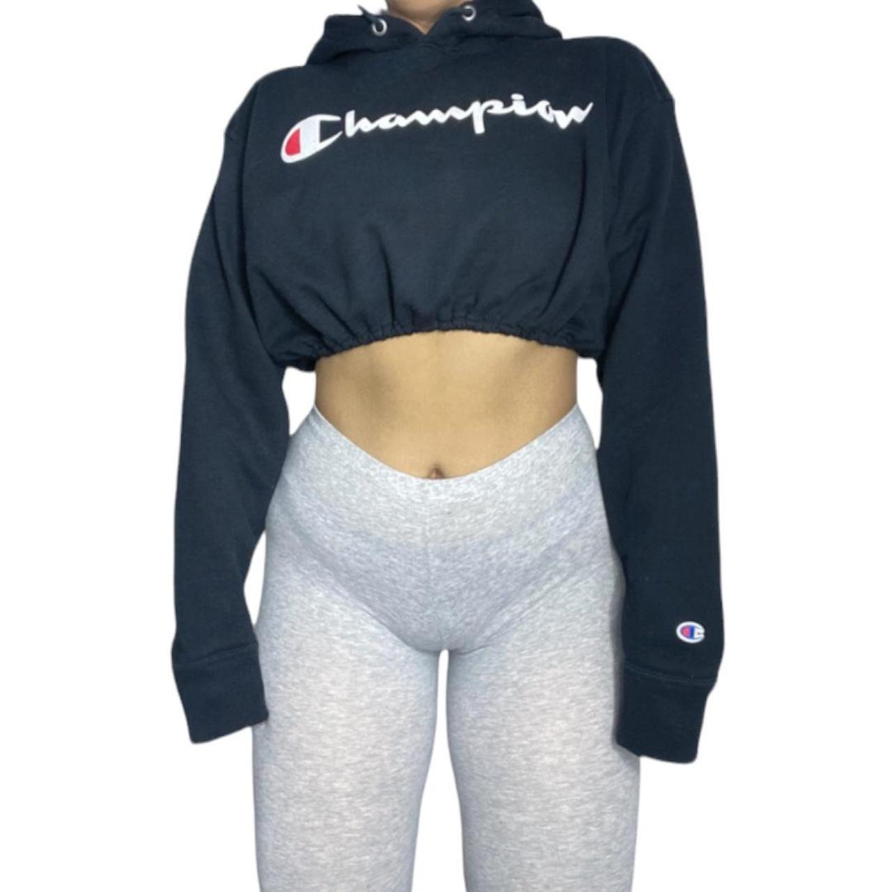 Champion cropped hoodie sales black