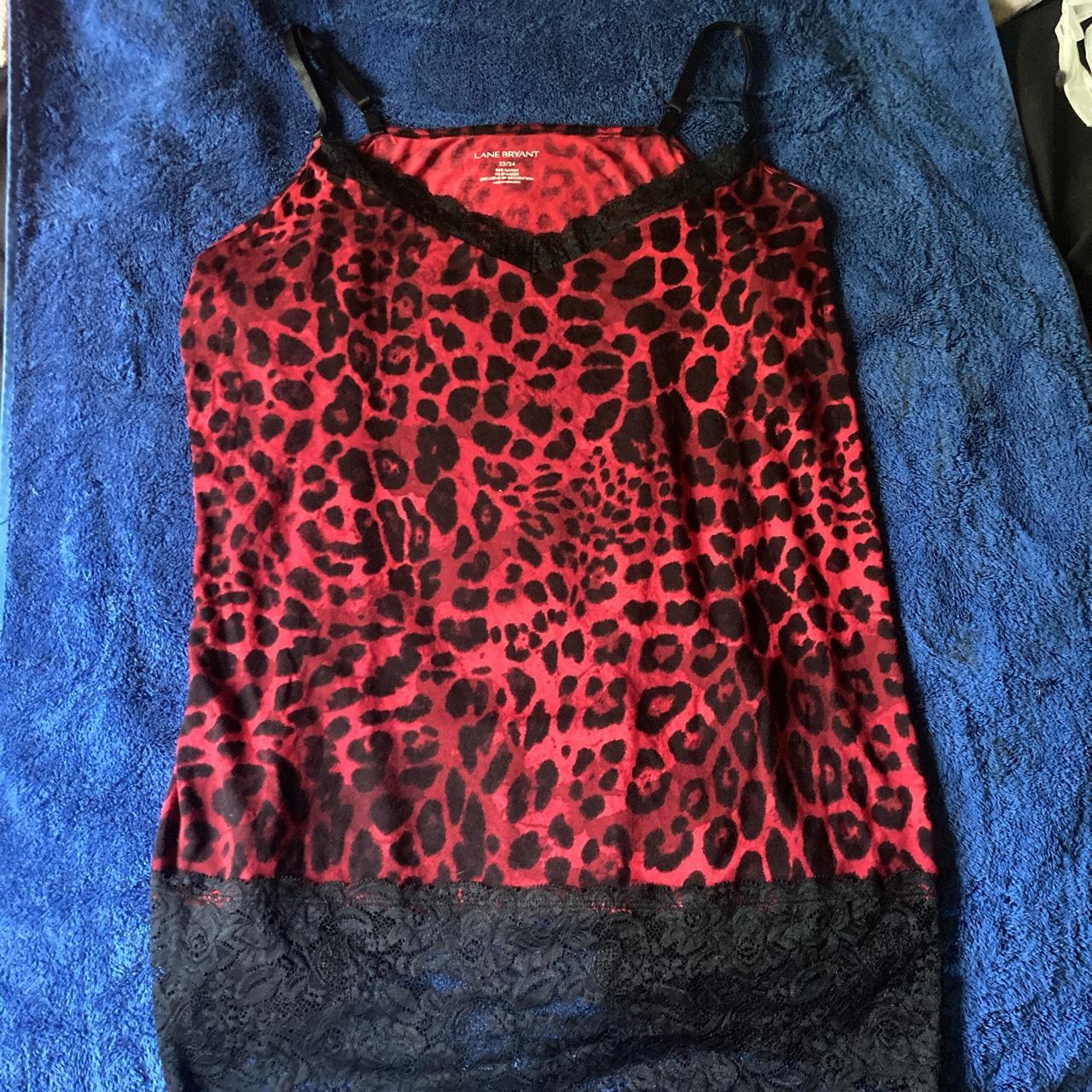 Red Shirt Black Lace Leopard Print Size... - Depop
