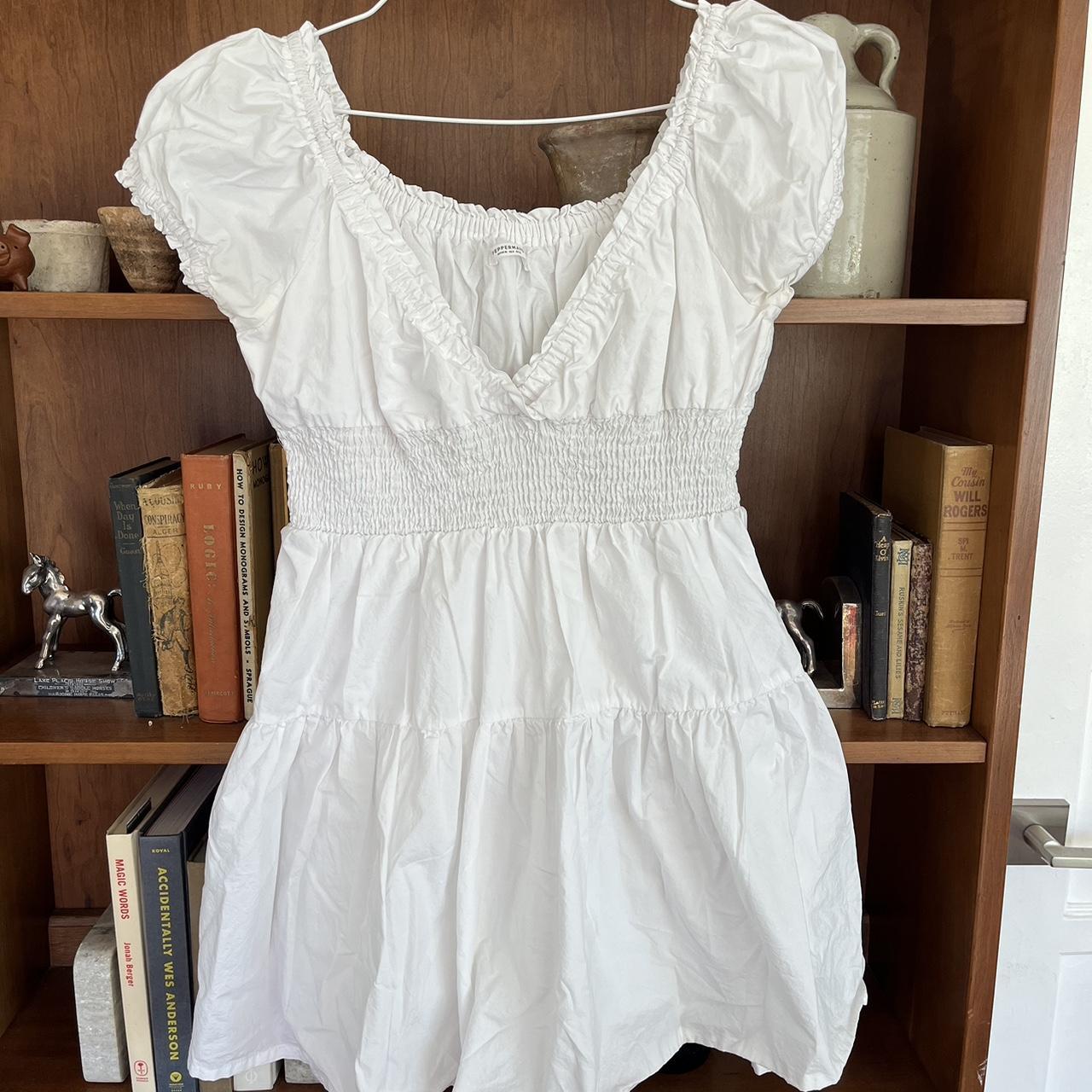 White Peppermayo mini dress Size Small. Has a blue... - Depop