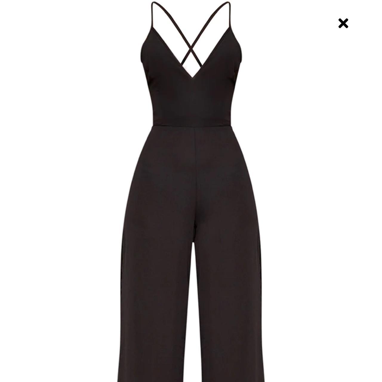 Black Plunge Side Split Leg Jumpsuit AUS 16,