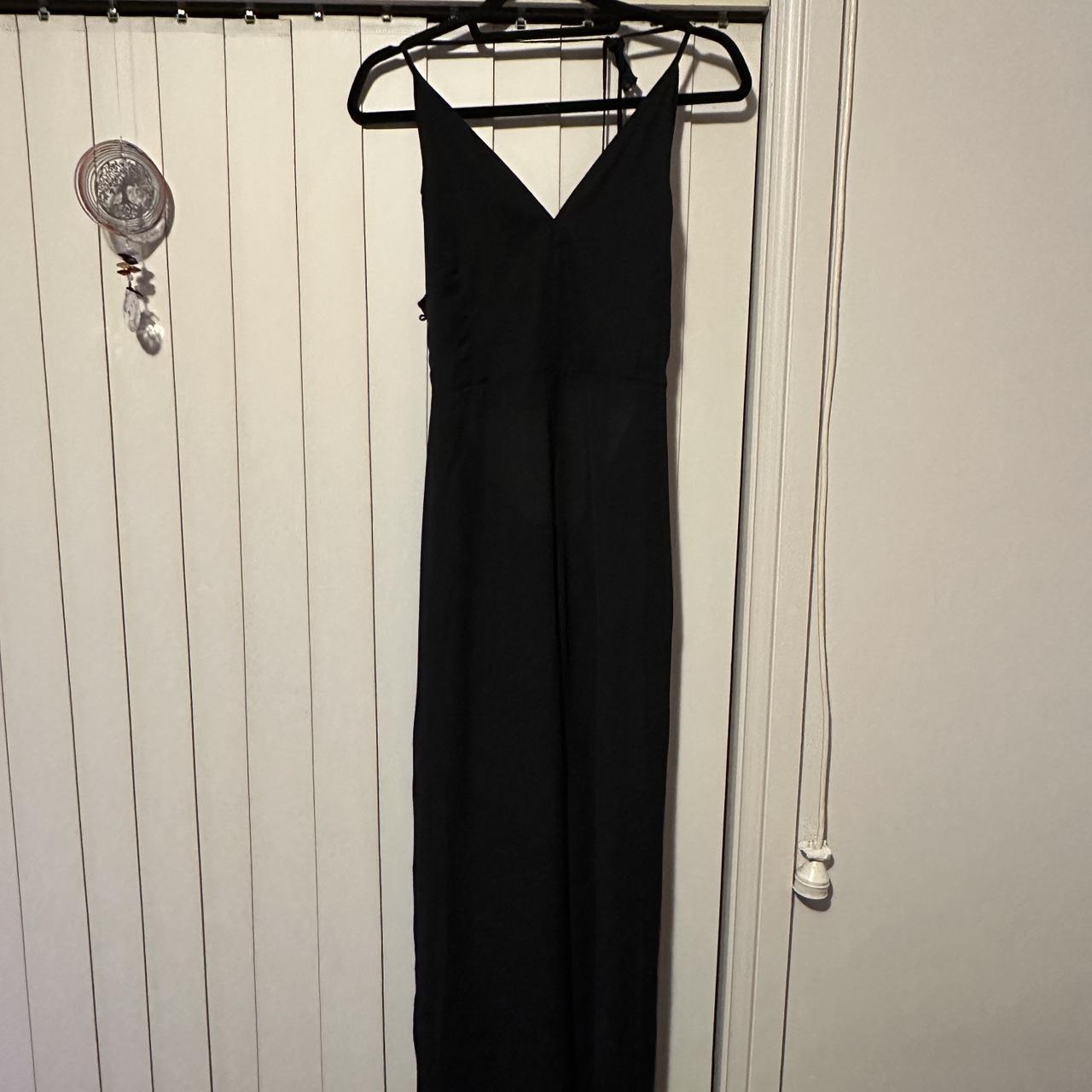 Black Plunge Side Split Leg Jumpsuit AUS 16 Depop