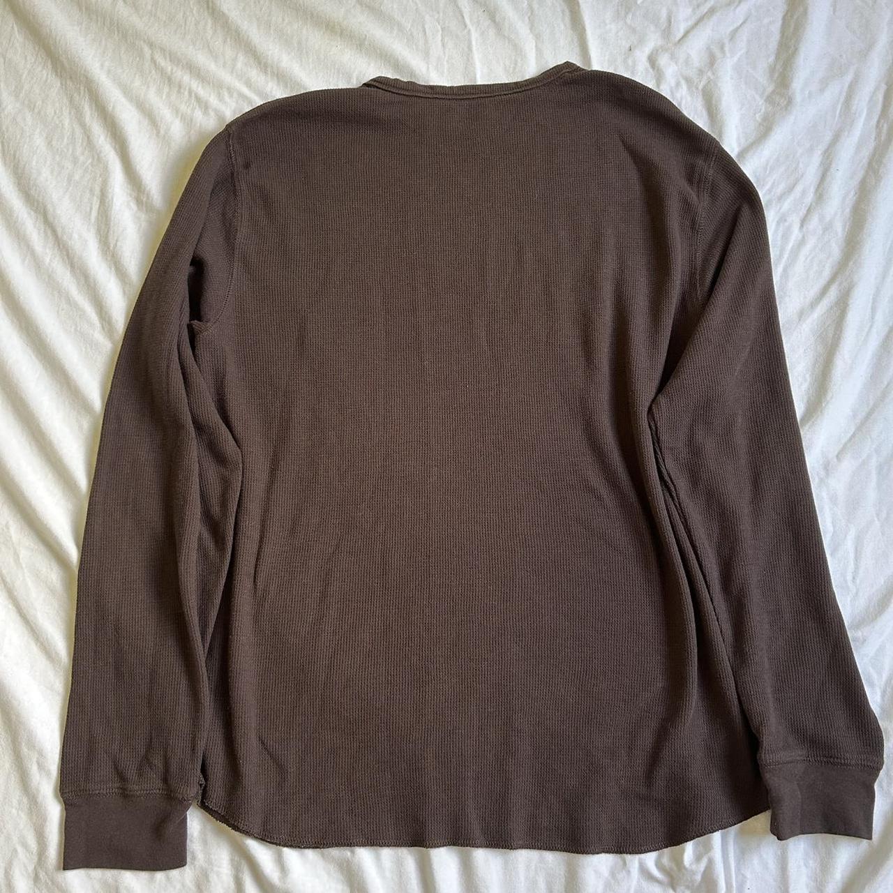 y2k cyber grunge emo thermal ★ brown thermal with... - Depop