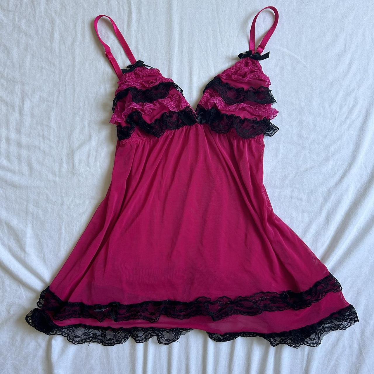 trashy Y2K grunge cami slip ★ 2000s hot pink and... - Depop