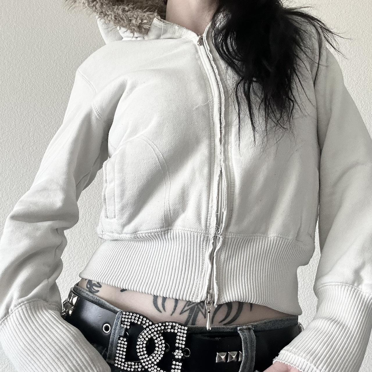 ジャケット・アウター 00s Y2K archive suede rabbit fur jacket Y2k Zip Up Hoodie Fur Jackets Winter Coats Teen Emo Grunge