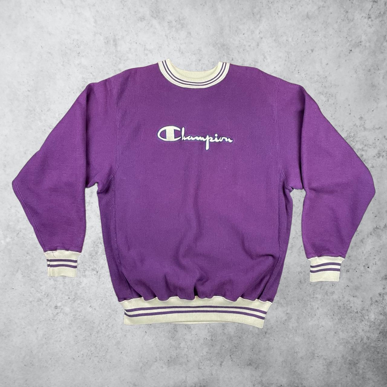 Purple champion deals crewneck sweatshirt