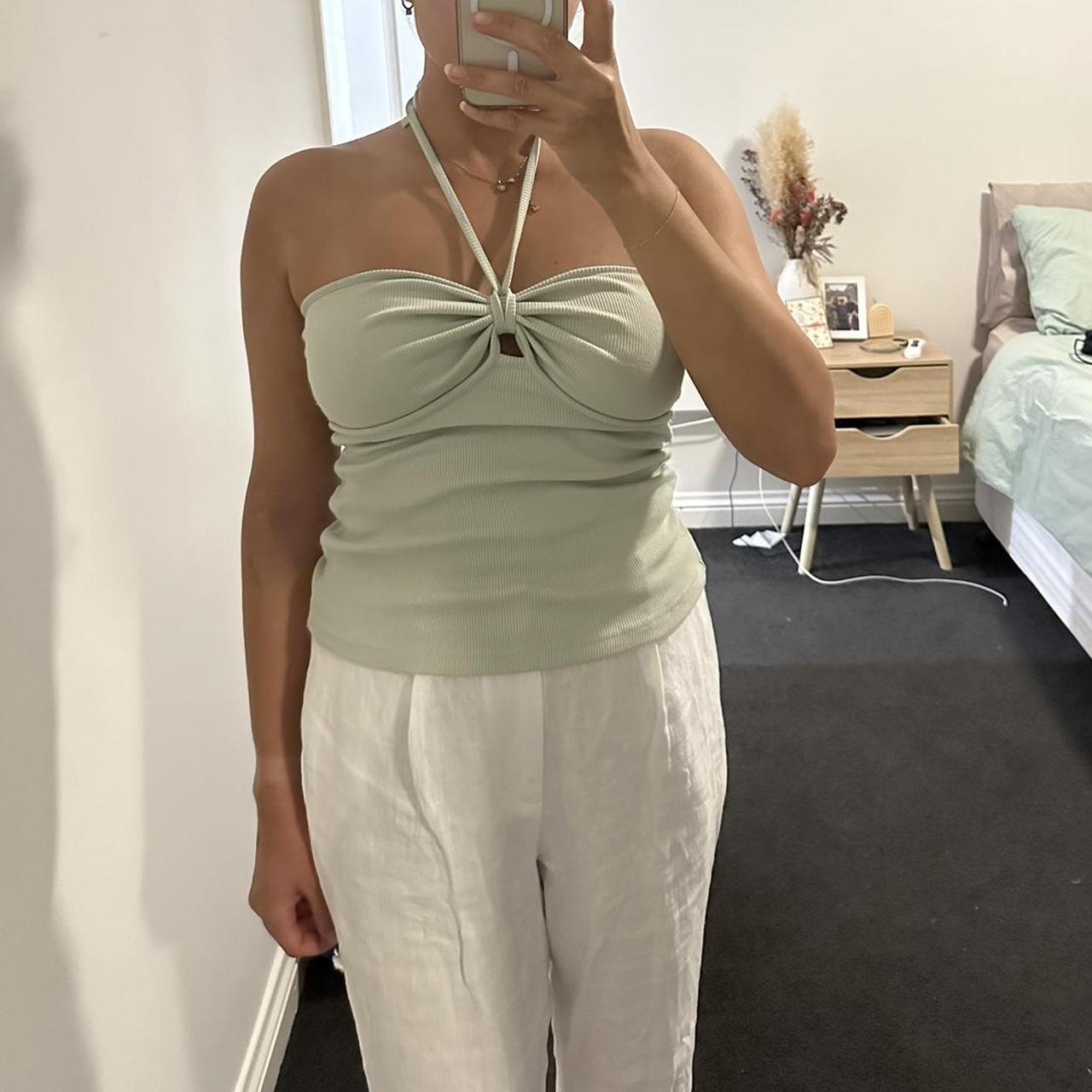 Unison green strapless top with halter Worn once... - Depop