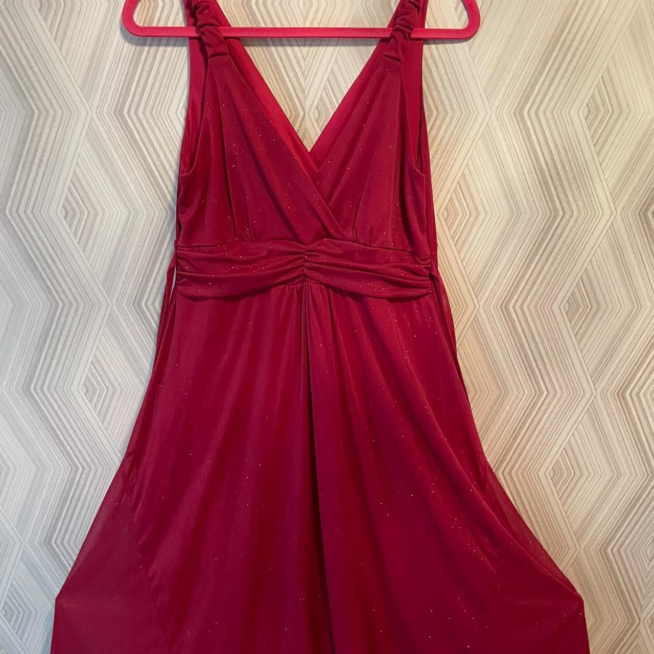 BHS Pink Sparkle Evening Dress 16 Lined Attached Tie Depop