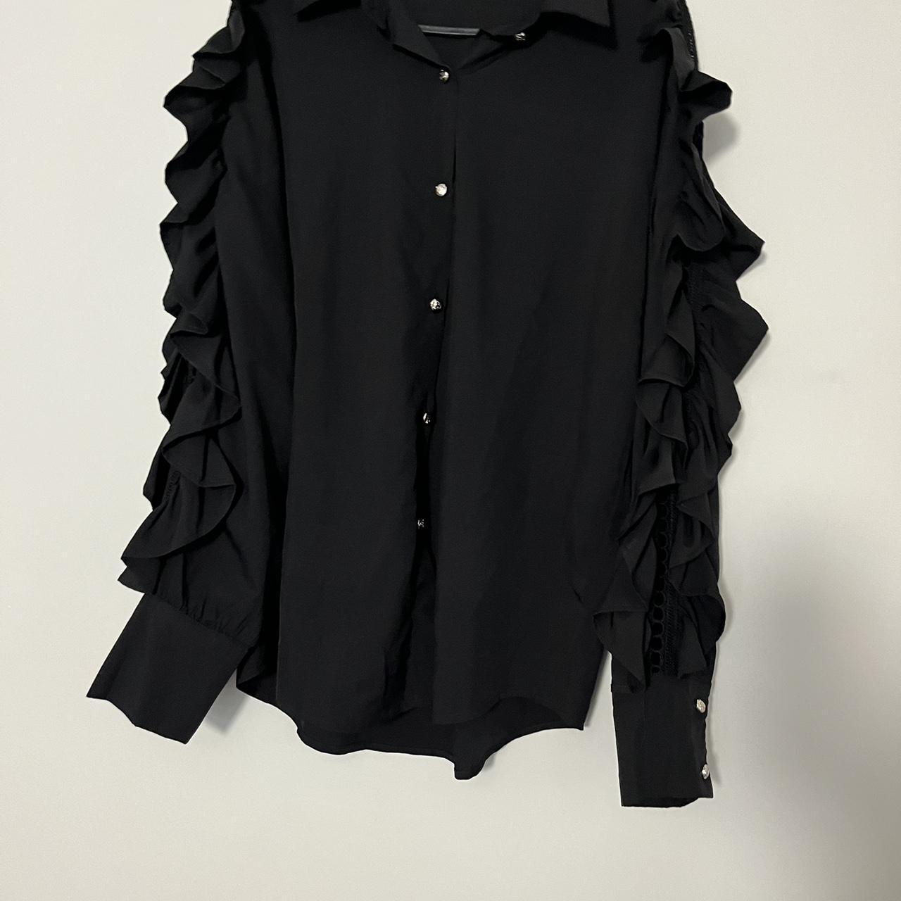 Black ruffle shirt bought in a boutique in... - Depop
