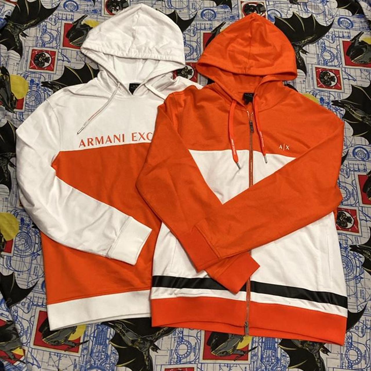 Men's White and Orange Hoodie | Depop