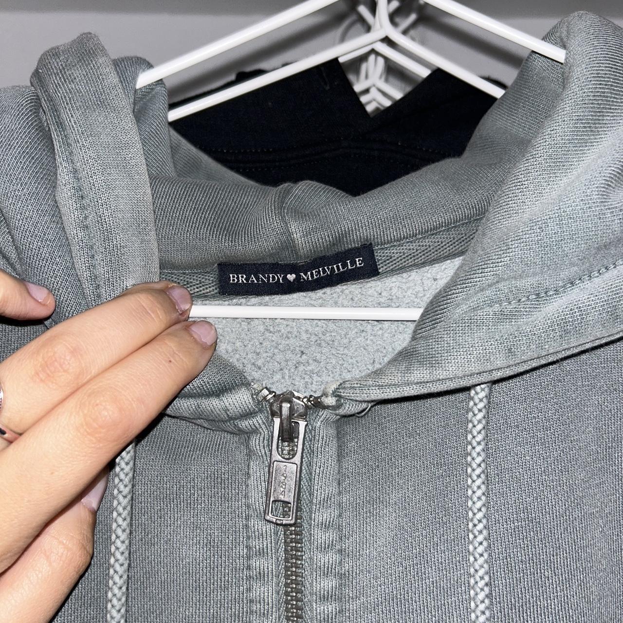 Sage green zip up brandy Melville oversized... Depop