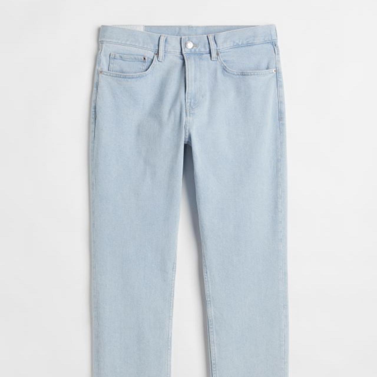 H&M men’s light blue wash denim slim fit jeans,... - Depop