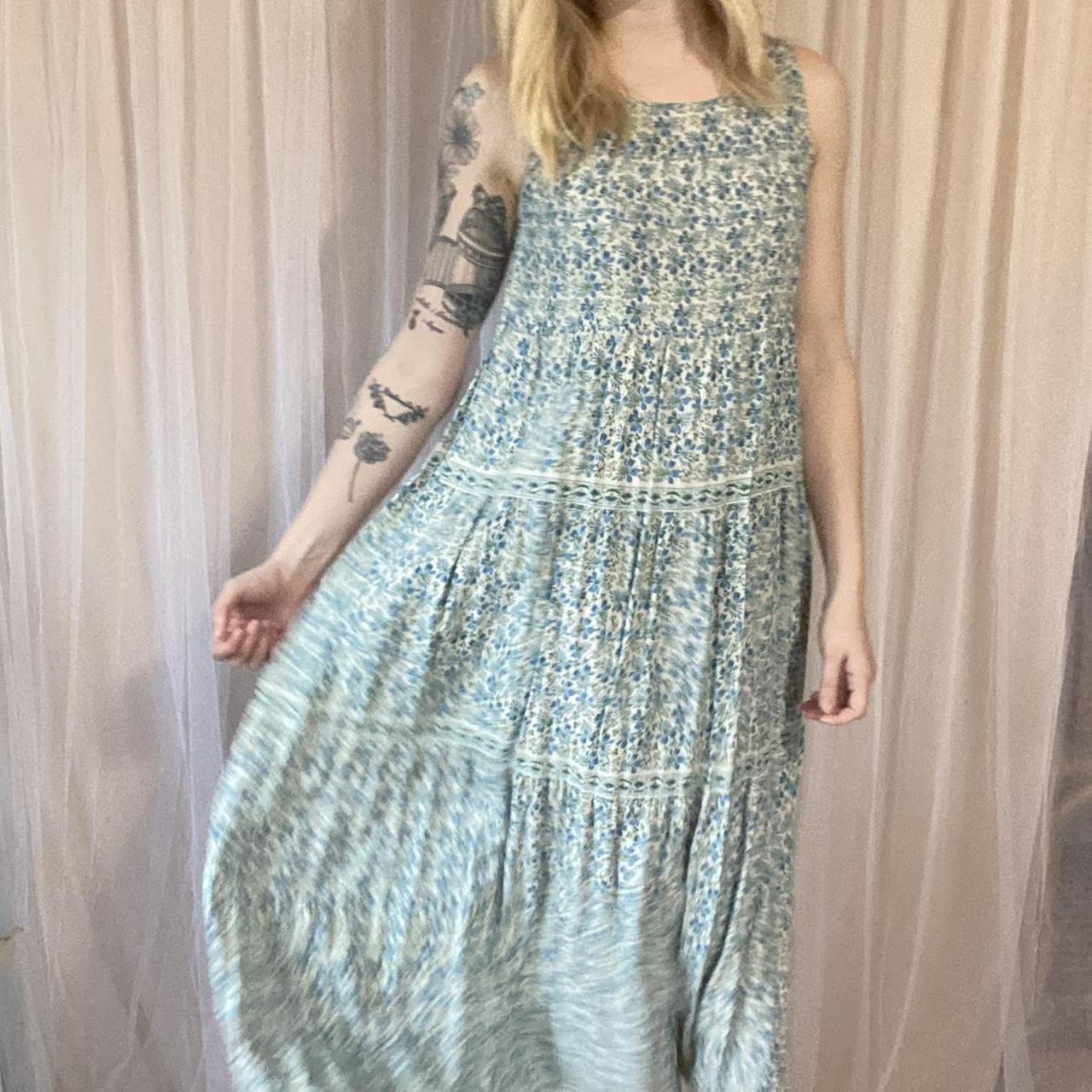 Floral blue and white maxi dress. Perfect for summer... - Depop