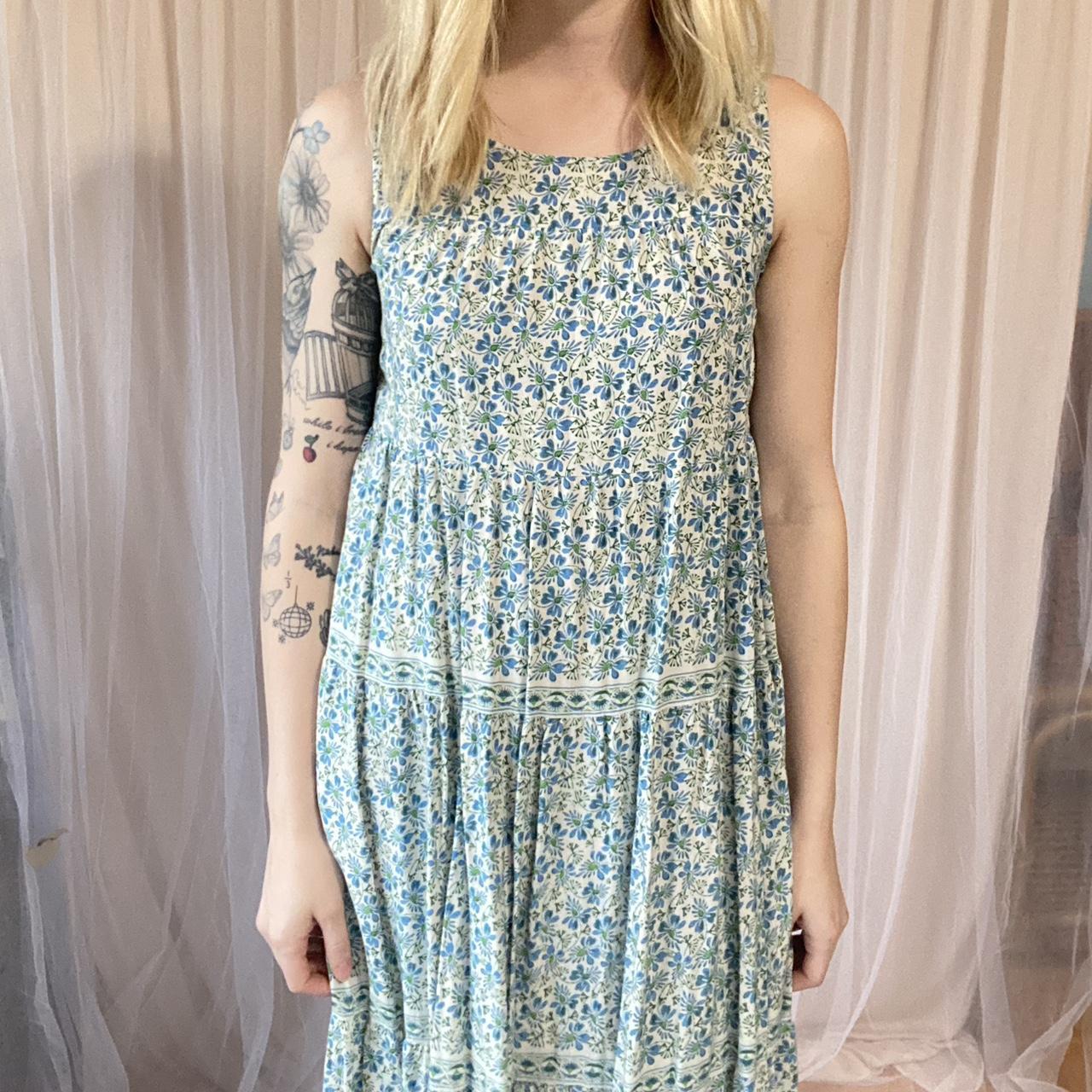 Floral blue and white maxi dress. Perfect for summer... - Depop