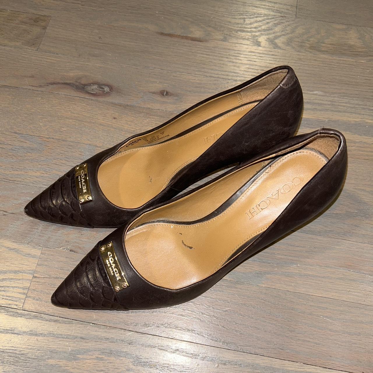 Coach leather pumps Coach Zan brown leather pointed... Depop