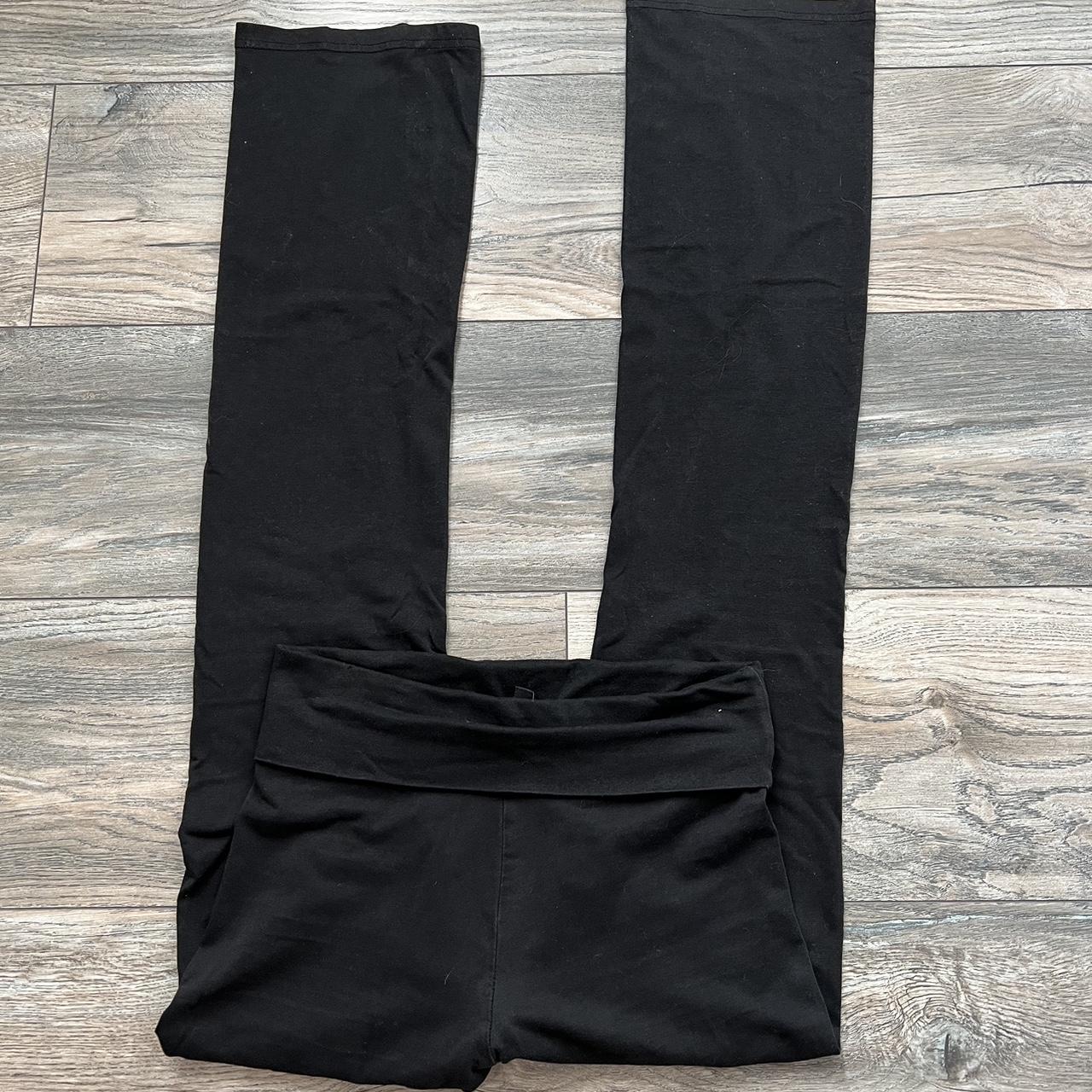 Black fold over bootcut yoga pants Best for shorter... - Depop