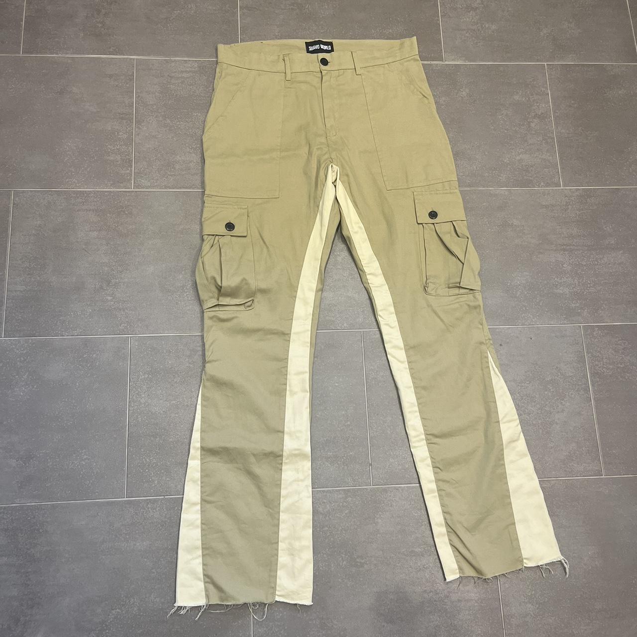 Flared cargos Suavo world flare cargos Moss green... - Depop