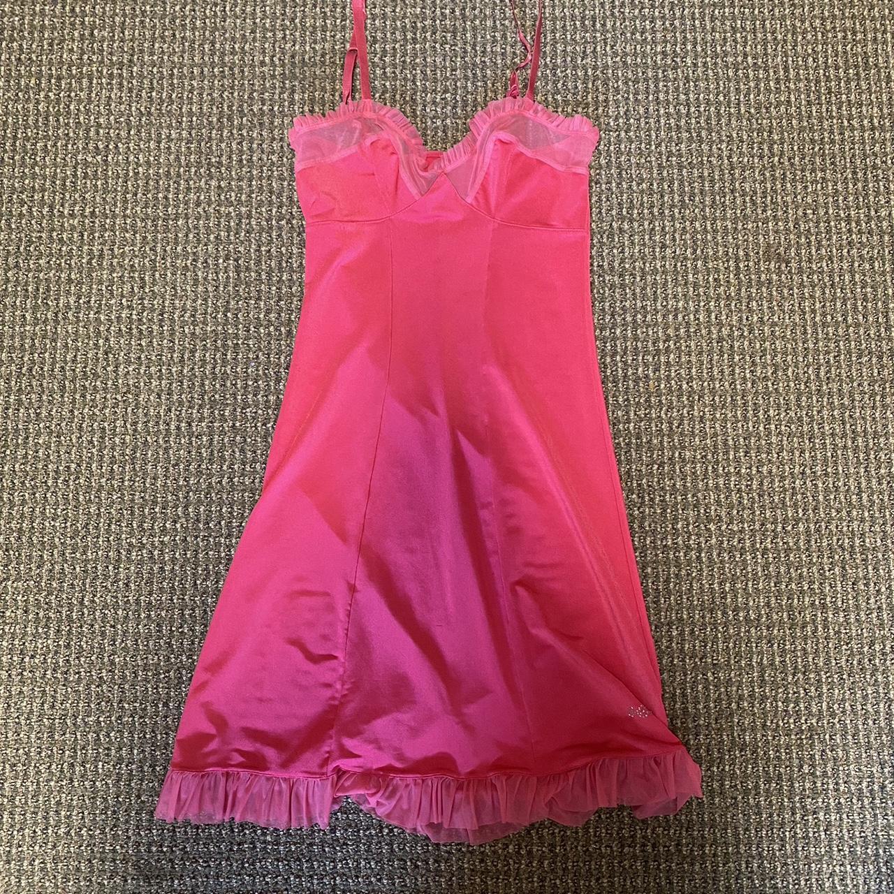 victoria secret hot pink slip dress #pink... - Depop