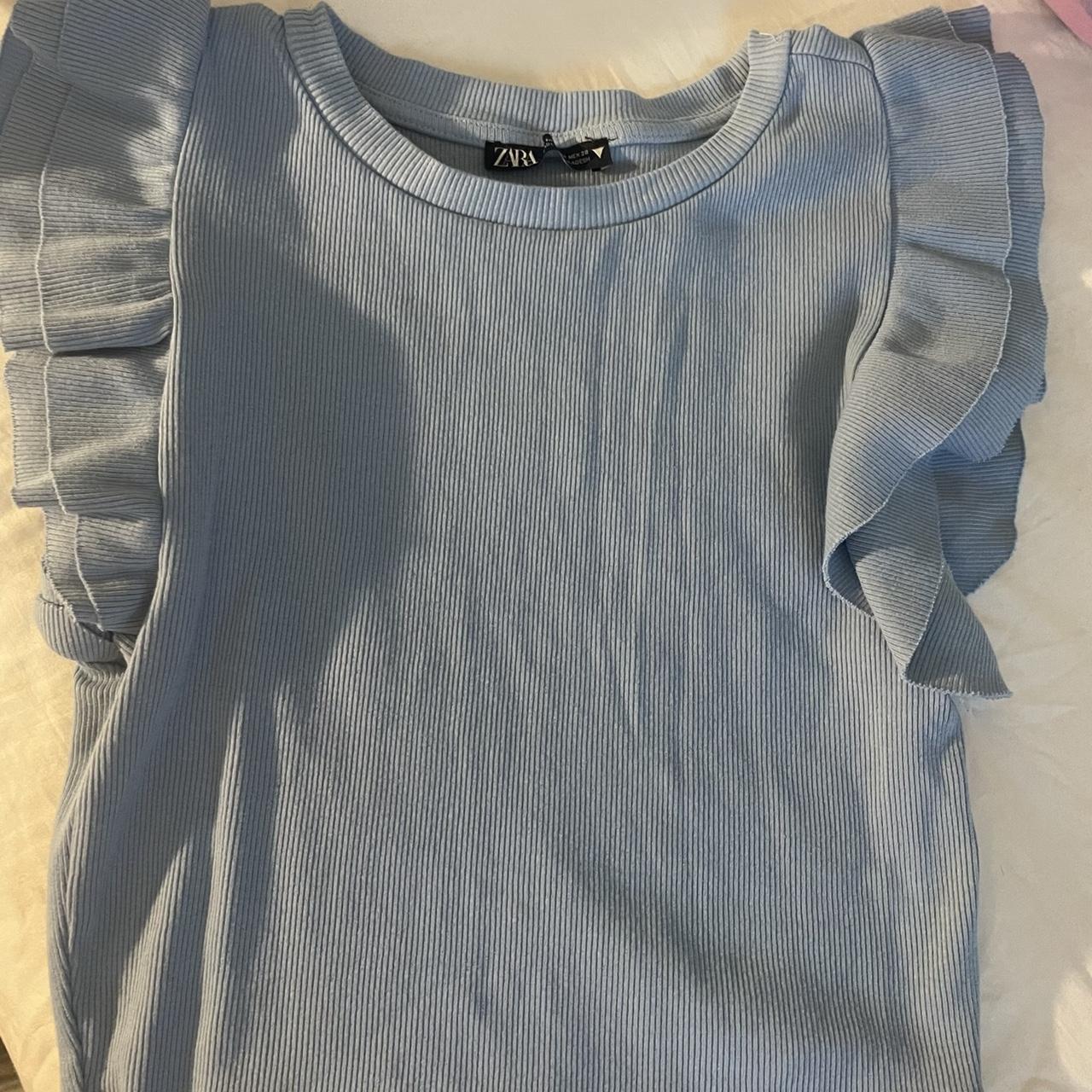 blue zara ruffle top perf condition zara zaratop Depop