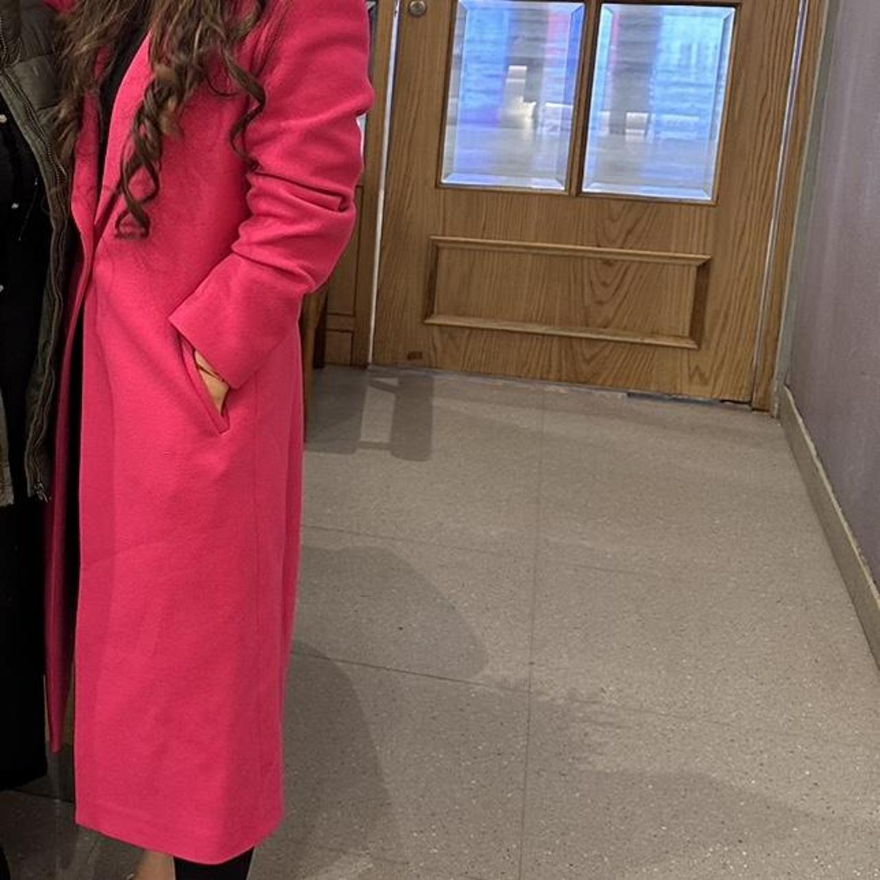 Zara wool blend coat Worn once fushia pink One... Depop