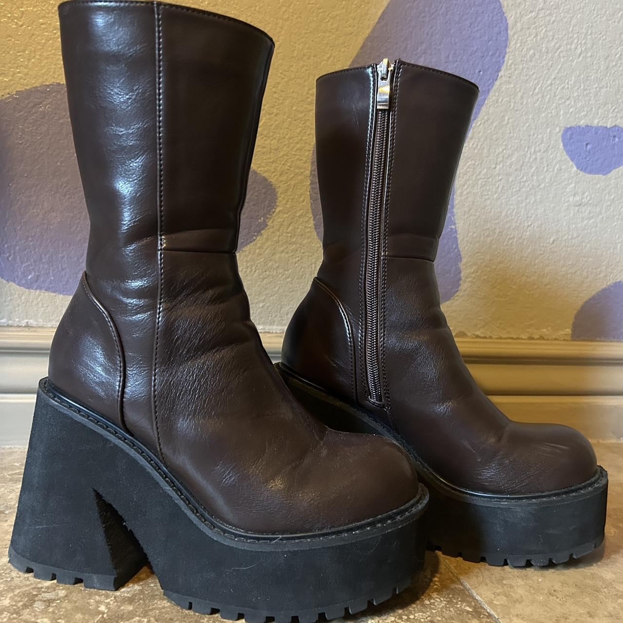 brown chunky ankle boots