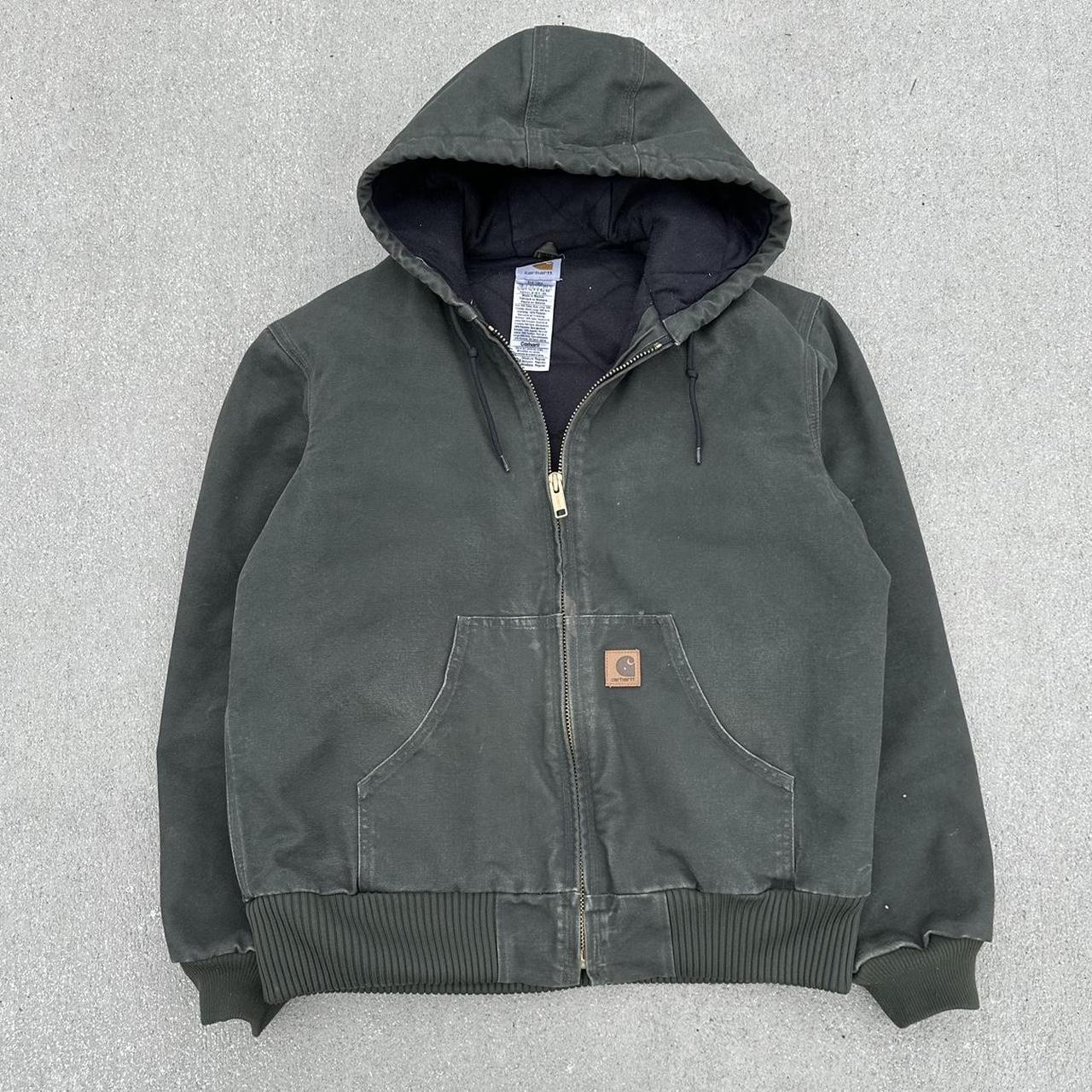 Olive Carhartt Canvas Zip Up Insulated Hoodie Fits... - Depop